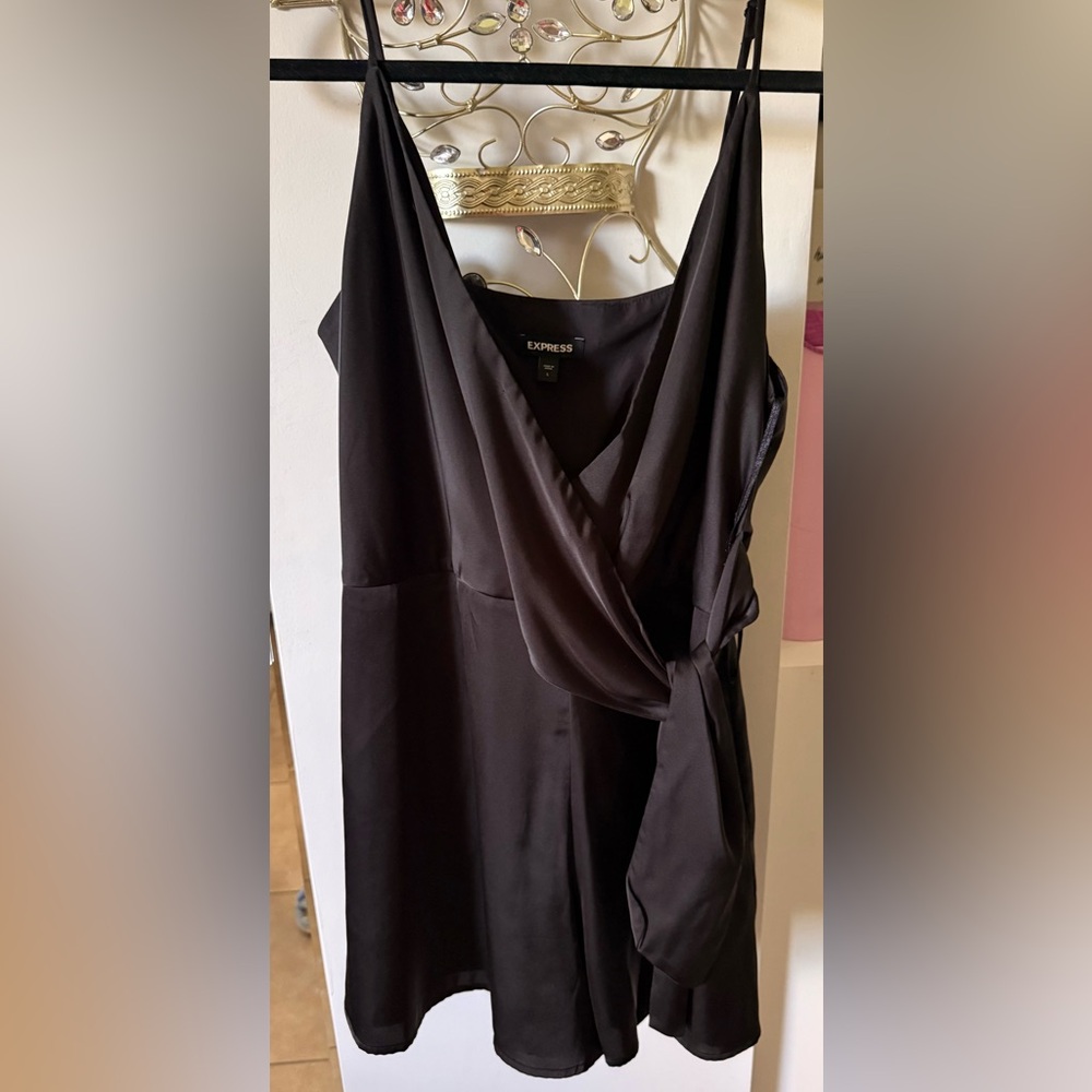 Express Elegant Black Draped Jumpsuit